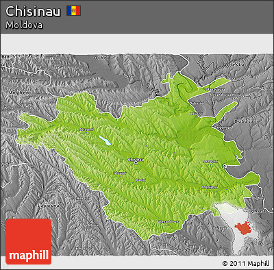 Physical 3D Map of Chisinau, desaturated