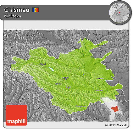 Physical 3D Map of Chisinau, desaturated