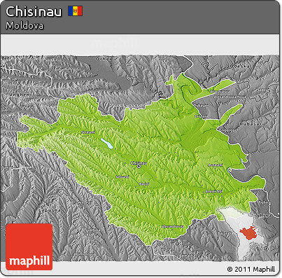Physical 3D Map of Chisinau, desaturated