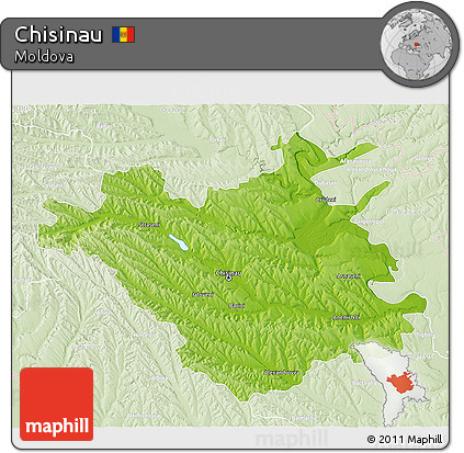 Physical 3D Map of Chisinau, lighten