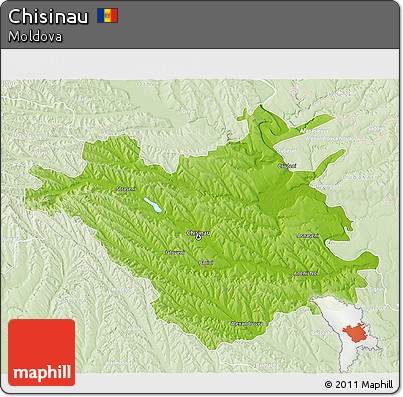 Physical 3D Map of Chisinau, lighten