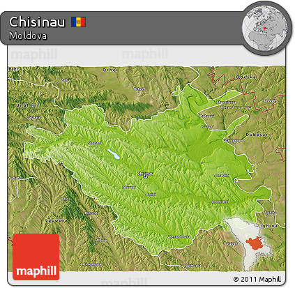 Physical 3D Map of Chisinau, satellite outside