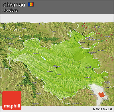 Physical 3D Map of Chisinau, satellite outside