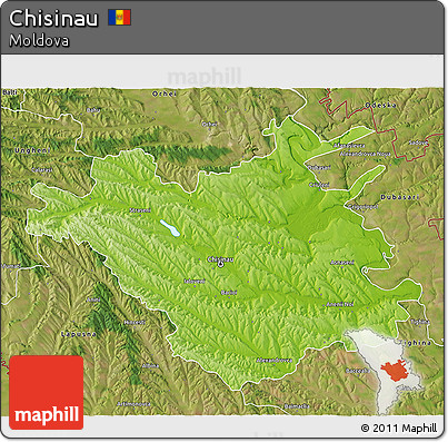 Physical 3D Map of Chisinau, satellite outside