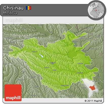 Physical 3D Map of Chisinau, semi-desaturated