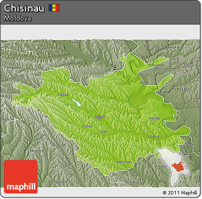Physical 3D Map of Chisinau, semi-desaturated