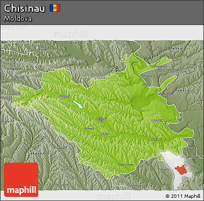 Physical 3D Map of Chisinau, semi-desaturated