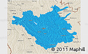 Political 3D Map of Chisinau, shaded relief outside