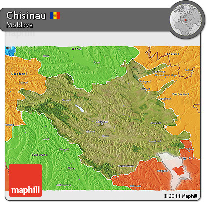 Satellite 3D Map of Chisinau, political outside