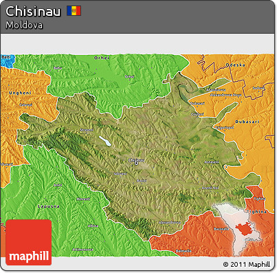 Satellite 3D Map of Chisinau, political outside
