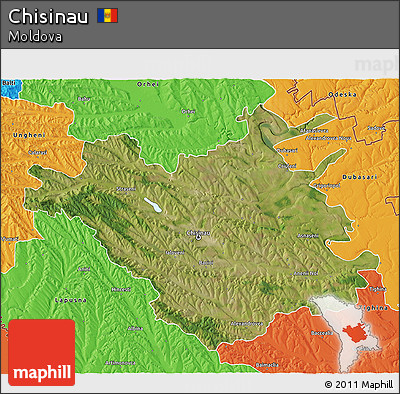Satellite 3D Map of Chisinau, political outside