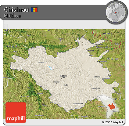 Shaded Relief 3D Map of Chisinau, satellite outside