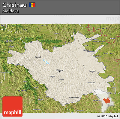 Shaded Relief 3D Map of Chisinau, satellite outside