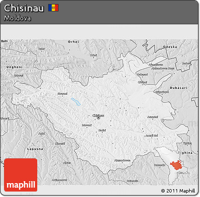 Silver Style 3D Map of Chisinau