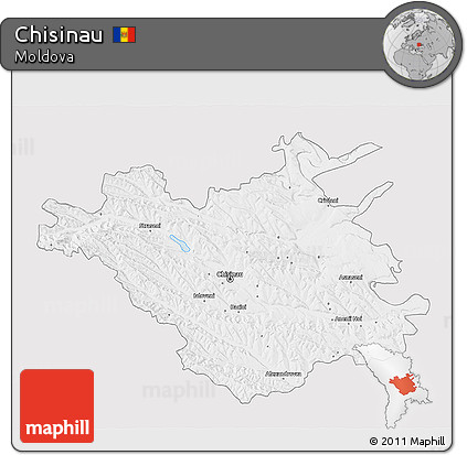 Silver Style 3D Map of Chisinau, single color outside