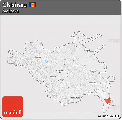 Silver Style 3D Map of Chisinau, single color outside