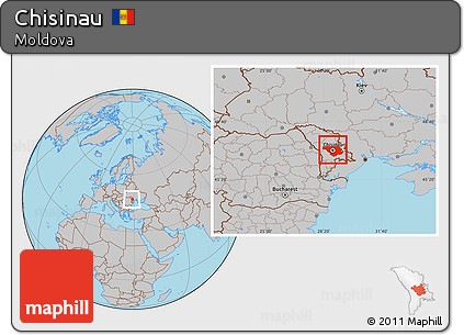 Gray Location Map of Chisinau, within the entire country
