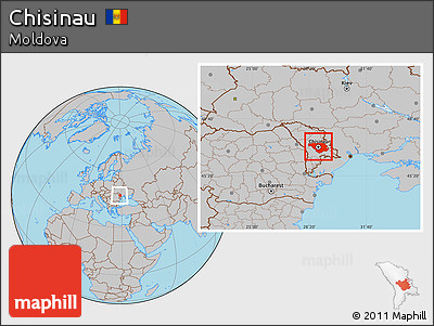 Gray Location Map of Chisinau, within the entire country