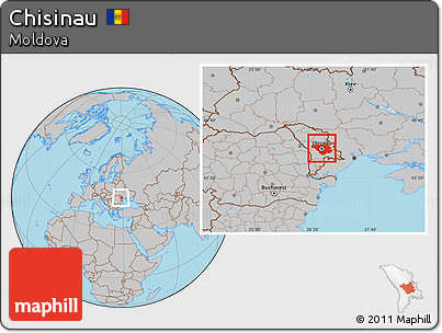 Gray Location Map of Chisinau, within the entire country