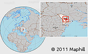Gray Location Map of Chisinau, highlighted country, within the entire country
