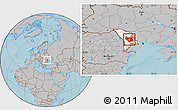 Gray Location Map of Chisinau, highlighted country, hill shading
