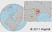 Gray Location Map of Chisinau, hill shading