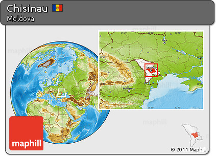 Physical Location Map of Chisinau, highlighted country