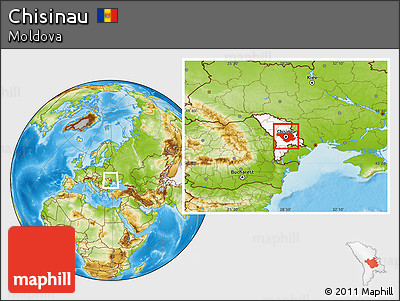 Physical Location Map of Chisinau, highlighted country