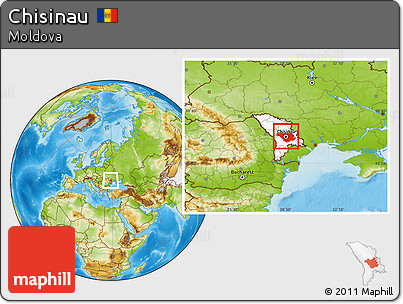 Physical Location Map of Chisinau, highlighted country