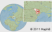 Savanna Style Location Map of Chisinau, highlighted country, hill shading