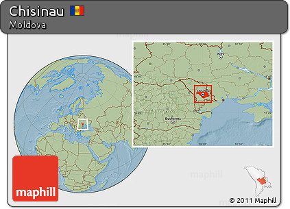 Savanna Style Location Map of Chisinau, hill shading