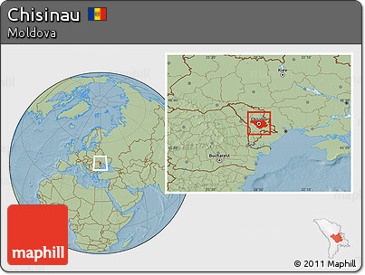 Savanna Style Location Map of Chisinau, hill shading