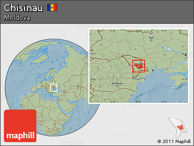 Savanna Style Location Map of Chisinau, hill shading