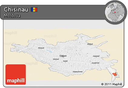 Classic Style Panoramic Map of Chisinau, single color outside