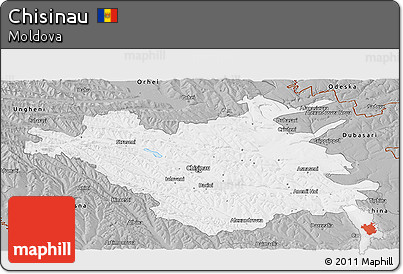 Gray Panoramic Map of Chisinau