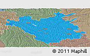 Political Panoramic Map of Chisinau, semi-desaturated