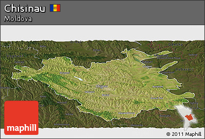 Satellite Panoramic Map of Chisinau, darken