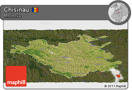 Satellite Panoramic Map of Chisinau, darken