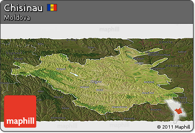 Satellite Panoramic Map of Chisinau, darken