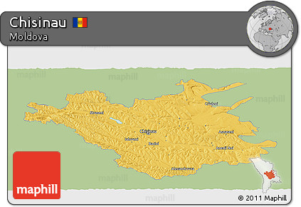 Savanna Style Panoramic Map of Chisinau, single color outside