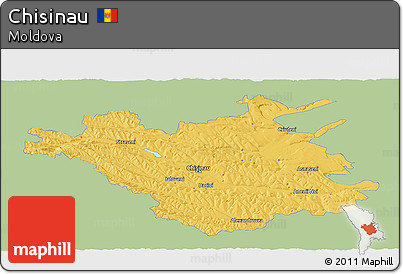 Savanna Style Panoramic Map of Chisinau, single color outside