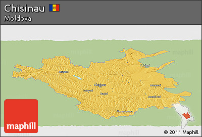 Savanna Style Panoramic Map of Chisinau, single color outside