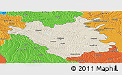 Shaded Relief Panoramic Map of Chisinau, political outside