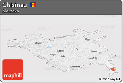 Silver Style Panoramic Map of Chisinau, single color outside