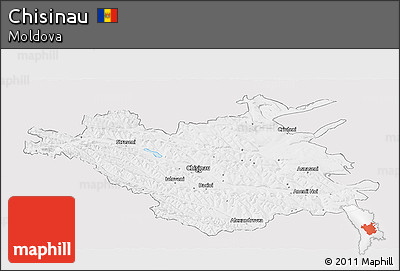 Silver Style Panoramic Map of Chisinau, single color outside