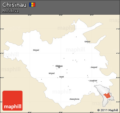 Classic Style Simple Map of Chisinau, single color outside