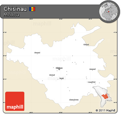 Classic Style Simple Map of Chisinau, single color outside
