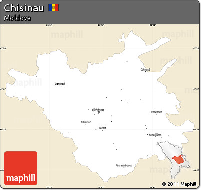 Classic Style Simple Map of Chisinau, single color outside