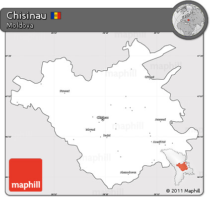 Silver Style Simple Map of Chisinau, cropped outside