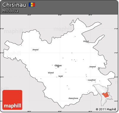 Silver Style Simple Map of Chisinau, cropped outside